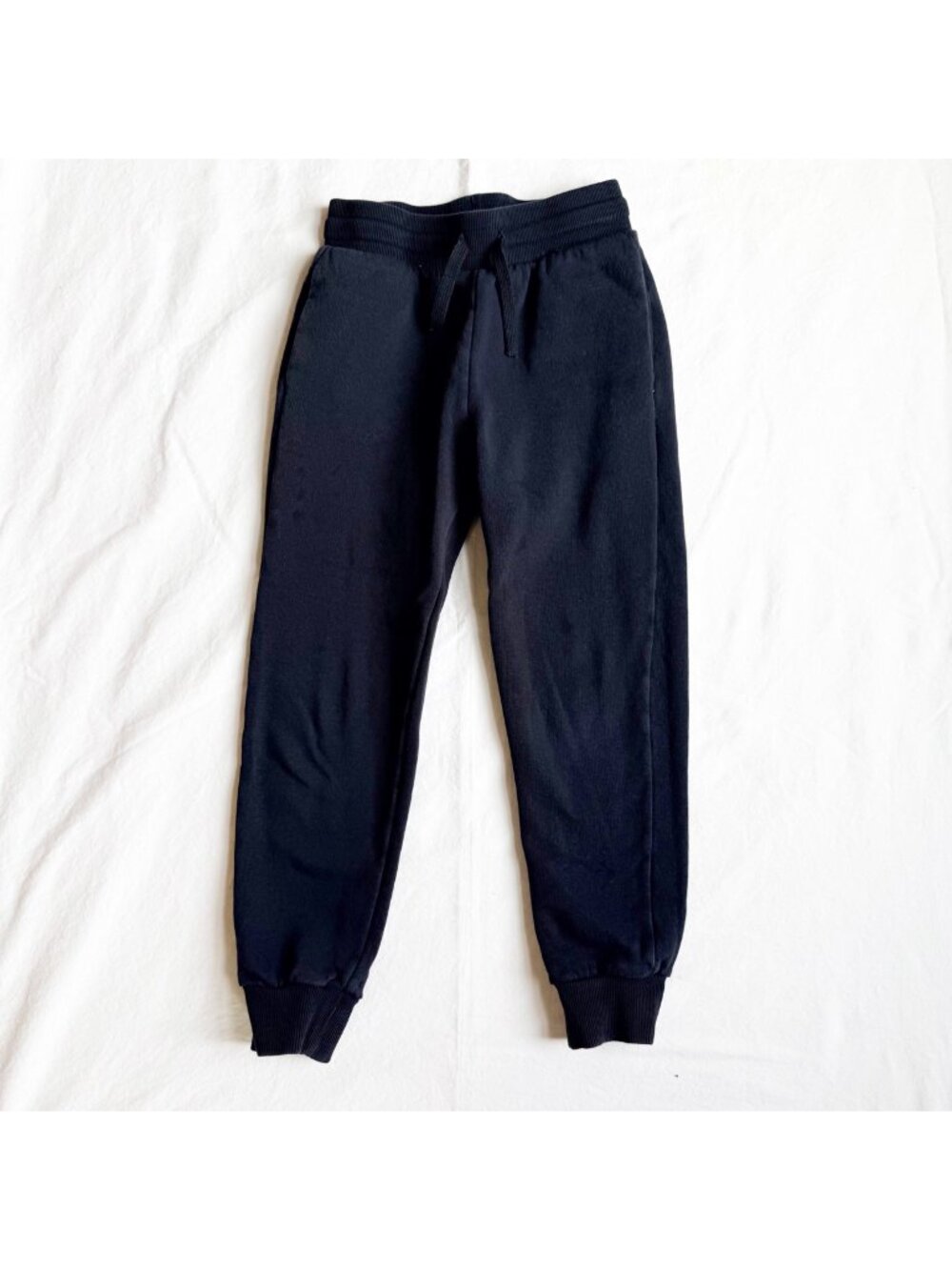 H&M Boys Black Jogger Sweatpants EUR 128 US 7 Cotton Blend Elastic Waist